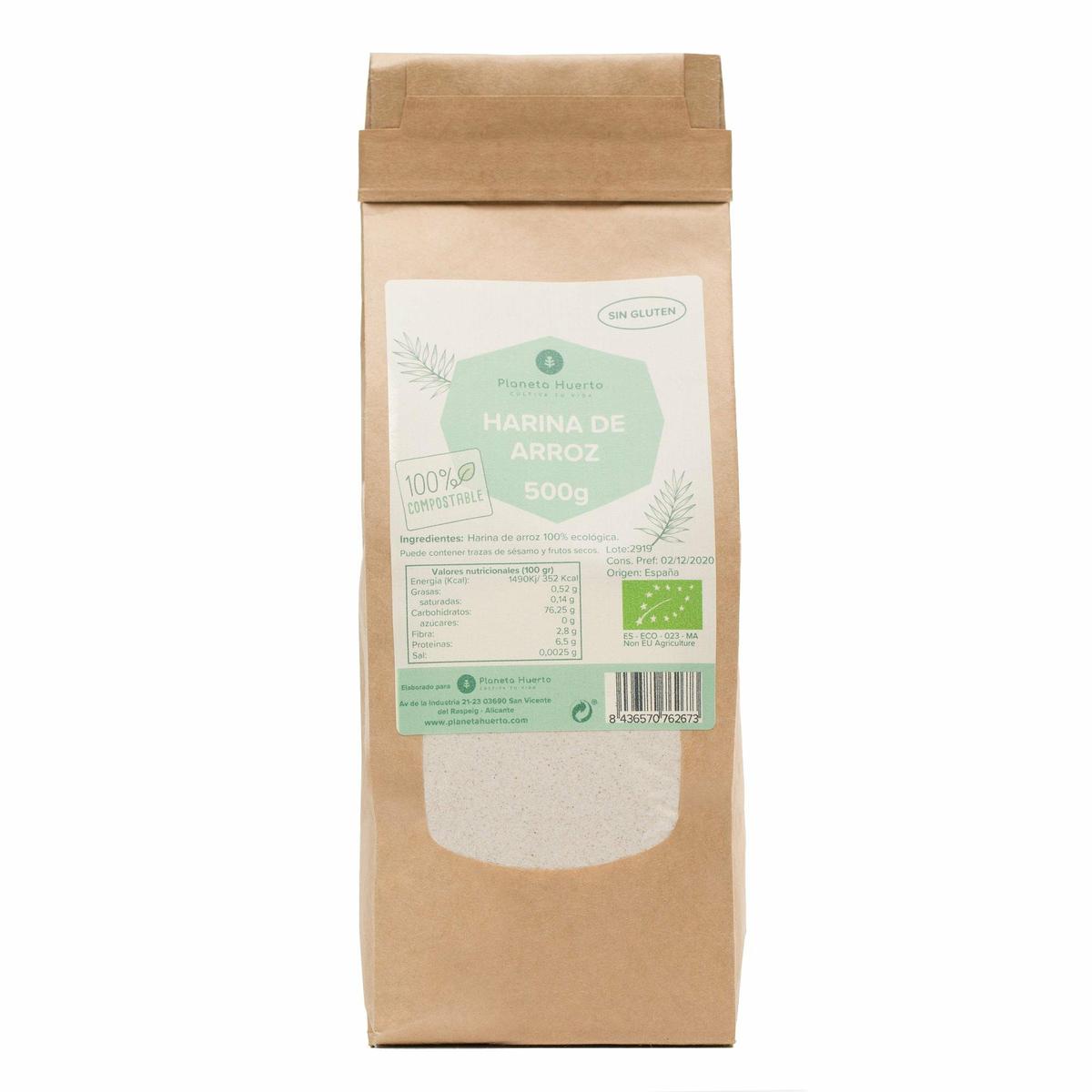 Harina de Arroz Sin Gluten Eco Planeta Huerto 500 g