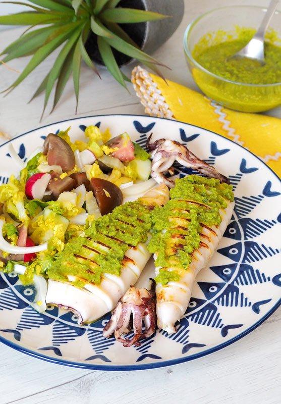 como hacer calamares con mojo verde