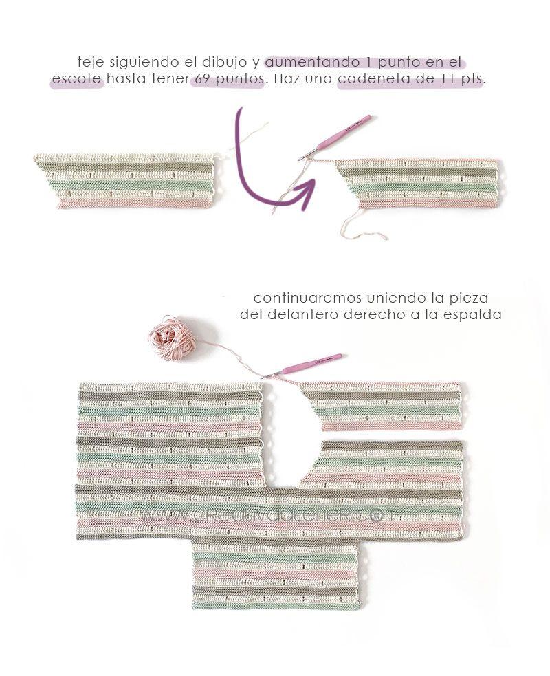 Cómo tejer la chaqueta STRIPY de Crochet para bebé y niña - patrón y Tutorial