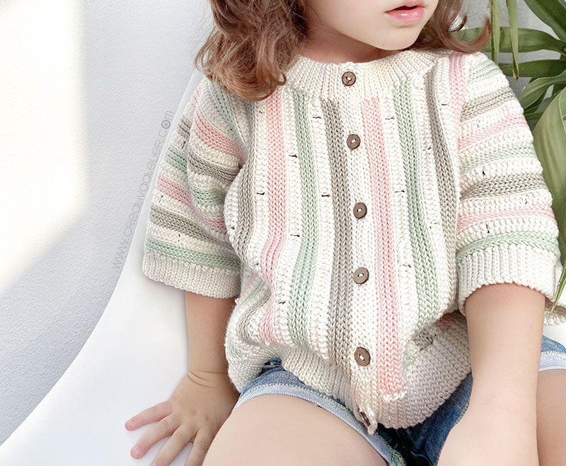 Cómo tejer la chaqueta STRIPY de Crochet para bebé y niña - patrón y Tutorial