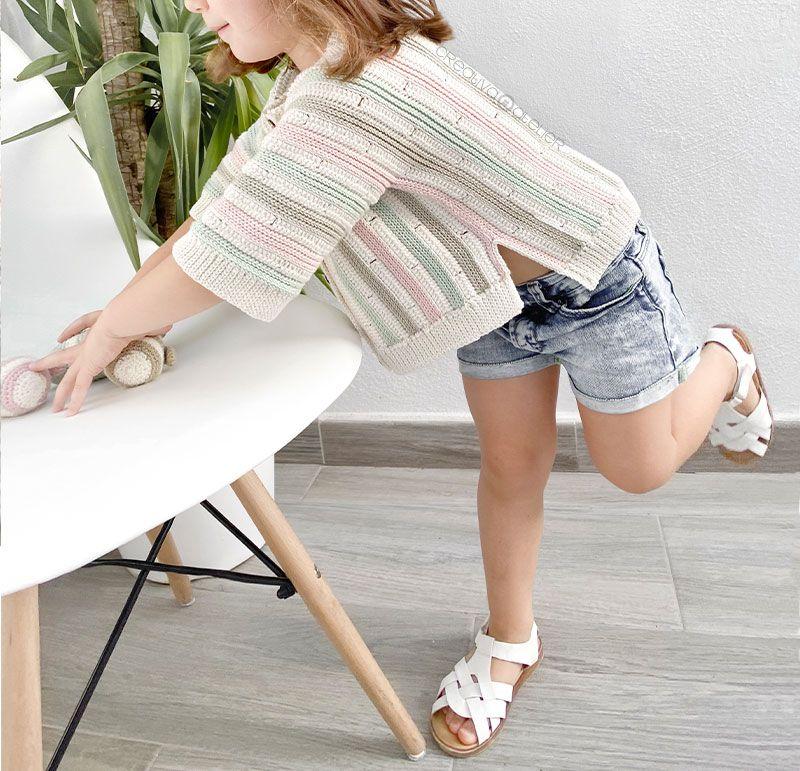 Cómo tejer la chaqueta STRIPY de Crochet para bebé y niña - patrón y Tutorial