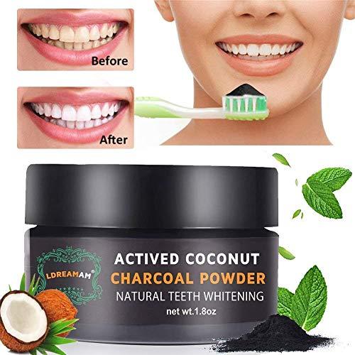 Blanqueamiento dental,Carbon Activado Dientes,Polvo Dientes, Blanqueador De Dientes ingredientes activos de coco. Blanqueador seguro para goma sensible