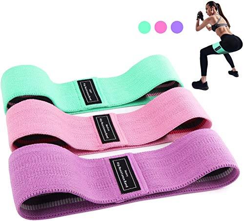 Bandas Elasticas Gluteos, Juego de 3 Bandas Elásticas Musculacion para fitness con 3 niveles, Resistencia Antideslizante para Piernas y Glúteos, pilates,yoga,Fuerza,Fisioterapia,Estiramientos
