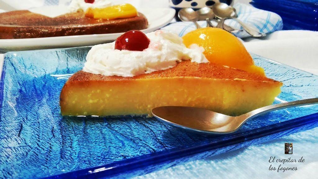 flan de melocotón