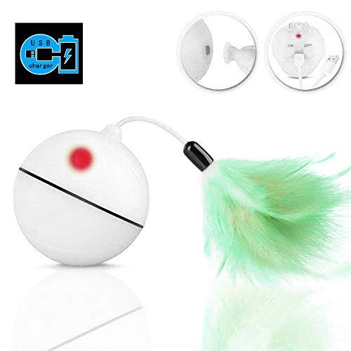 Juguete Gato Pelota - Carga USB Bola Giratoria Automática - Batería Recargable Incorporada Con Pluma Desmontable - Para Ejercicio Animal Doméstico