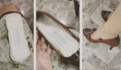 Zapatos con compresa. Vía AmigaIrónica.