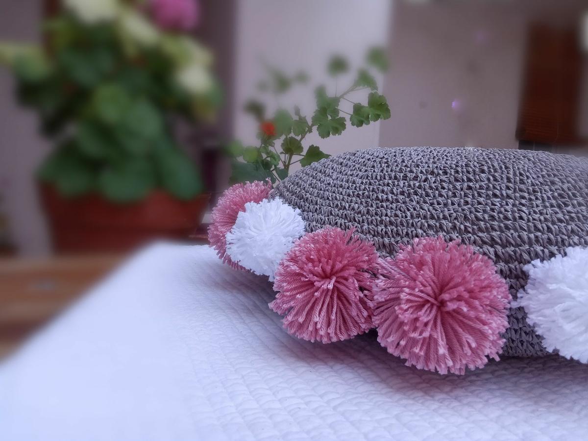 cojin hecho con salvamanteles terminado