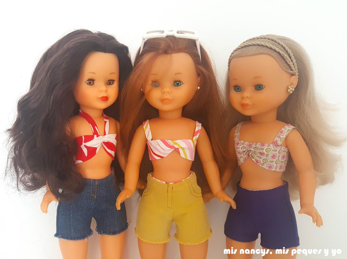 mis nancys, mis peques y yo, tutorial pantalón corto para Nancy, un patrón gratuito 3 modelos diferentes