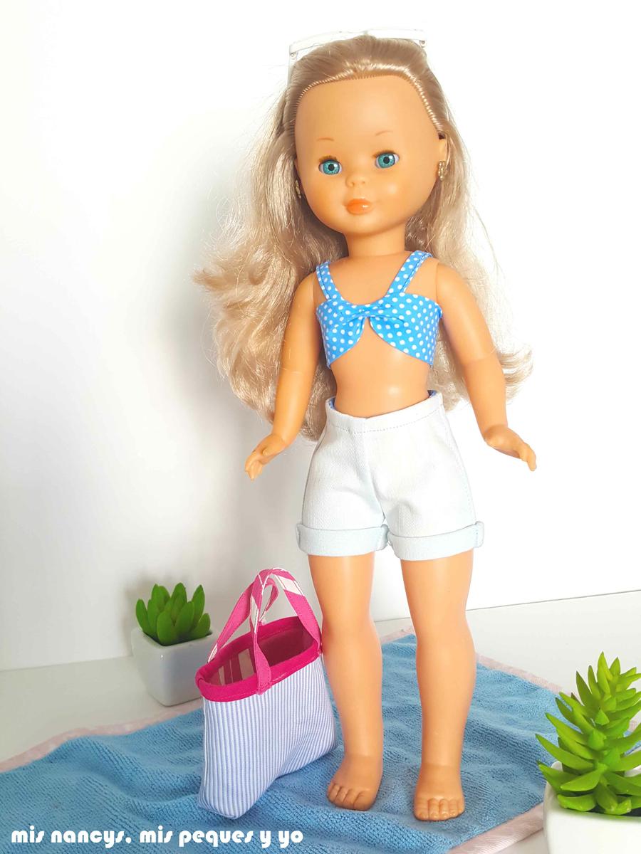 mis nancys, mis peques y yo, tutorial pantalón corto para Nancy, modelo short vaquero con dobladillo