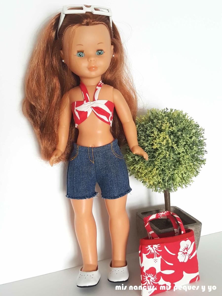 mis nancys, mis peques y yo, tutorial pantalón corto para Nancy, modelo short vaquero deshilachado
