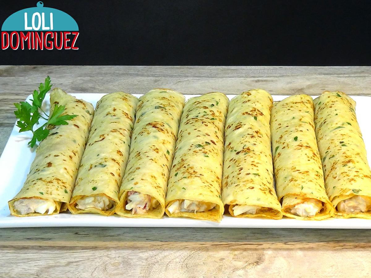 CREPES DE PATATA (PAPAS) RELLENOS DE ATÚN RECETA FÁCIL. Ideales para una comida o cena informal o para una fiesta donde podemos servirlos como aperitivo cortados en trozos
