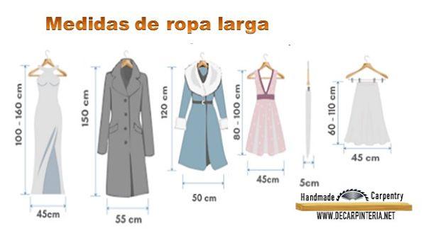 Medidas de ropa larga dentro de un clóset