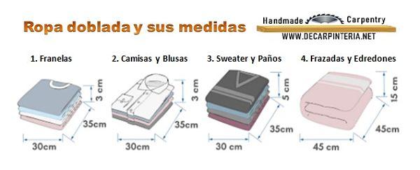 Ropa doblada y sus medidas