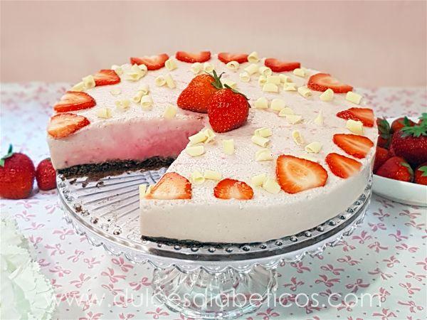 Tarta de queso y fresa sin azucar