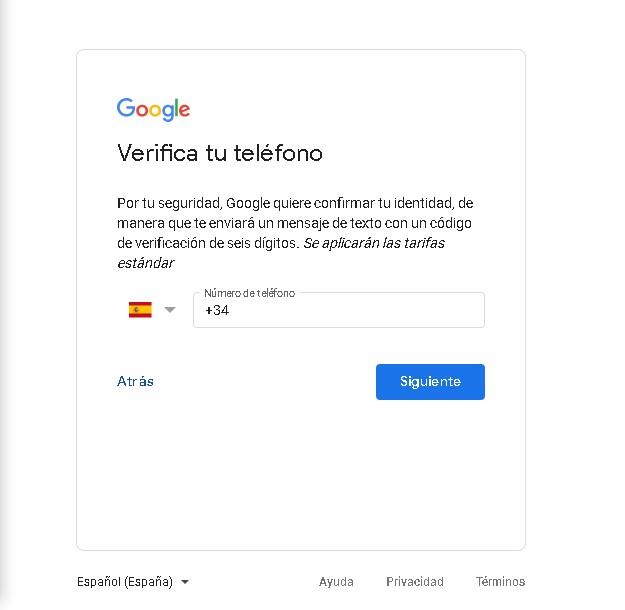 verificar cuenta de gmail utilizando numero de telefono