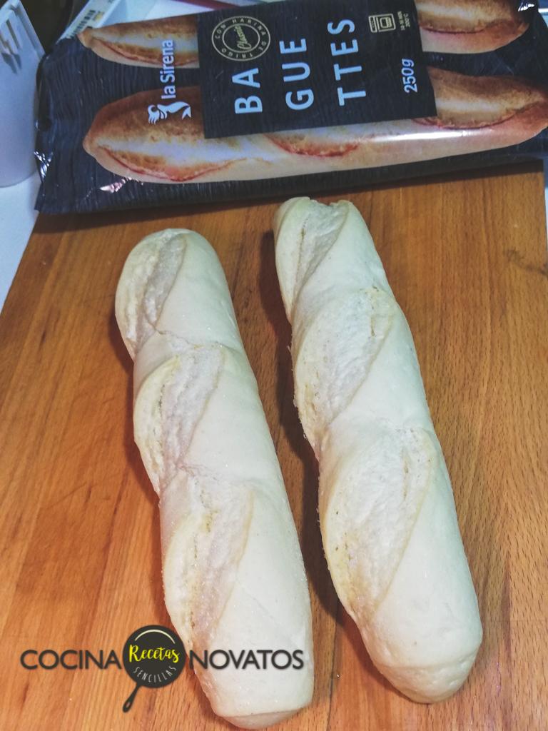Riquísima Baguette de jamón y queso para cenar