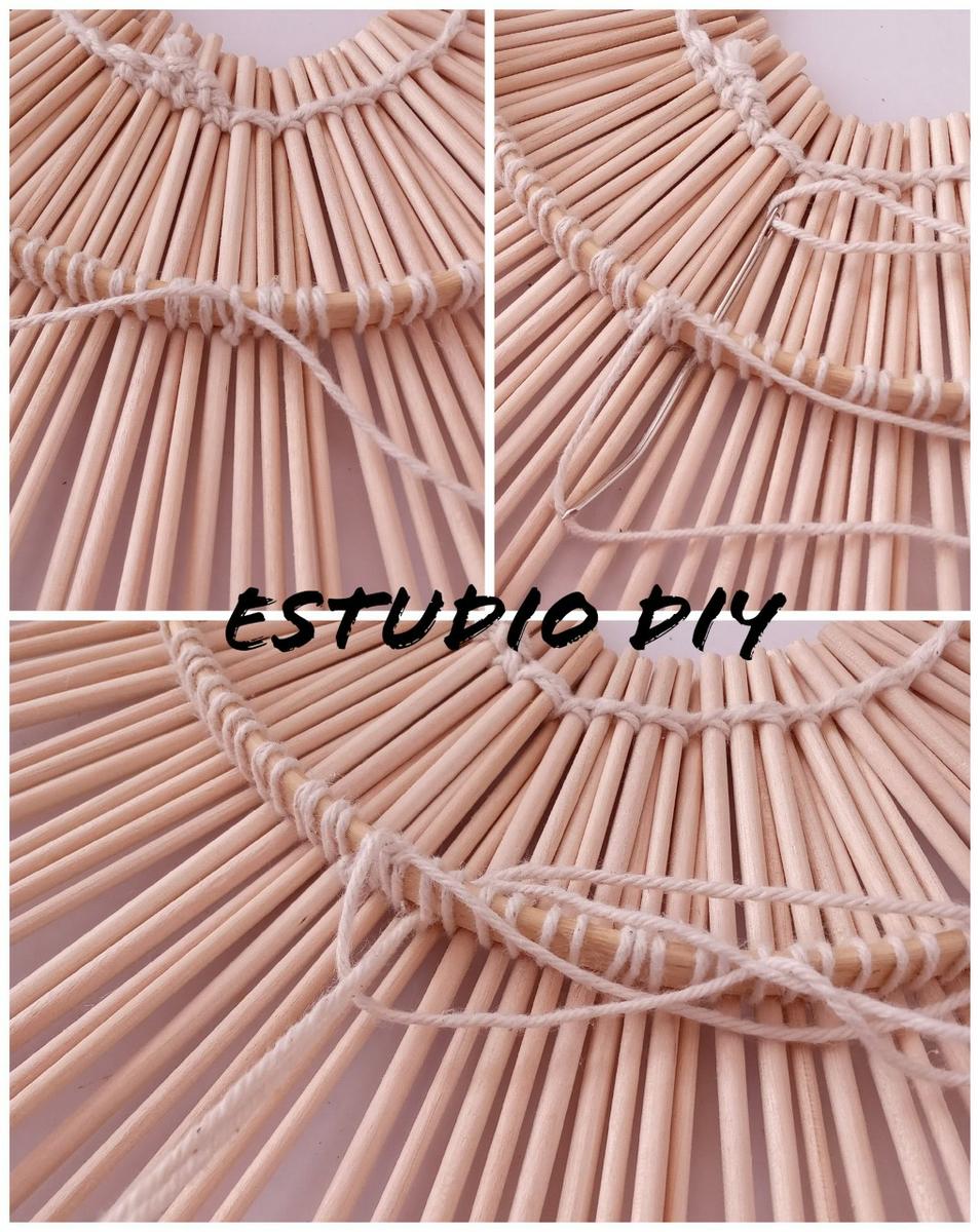 diy rueda con palitos de madera y rafia