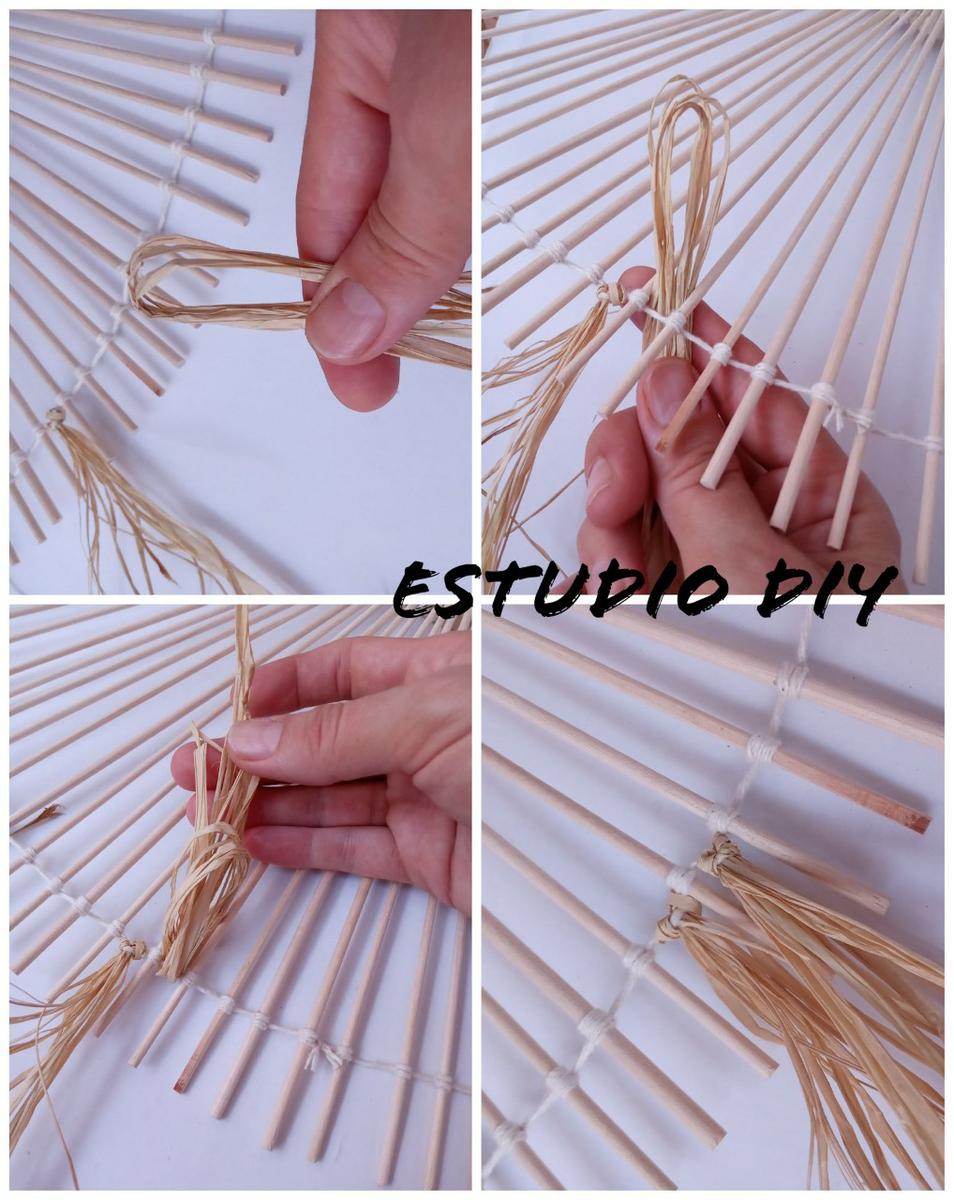diy rueda con palitos de madera y rafia