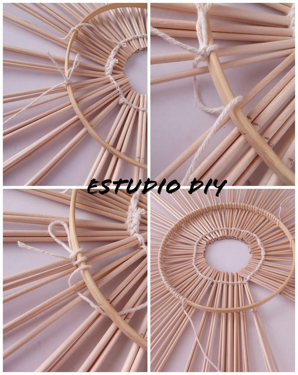 diy rueda con palitos de madera y rafia