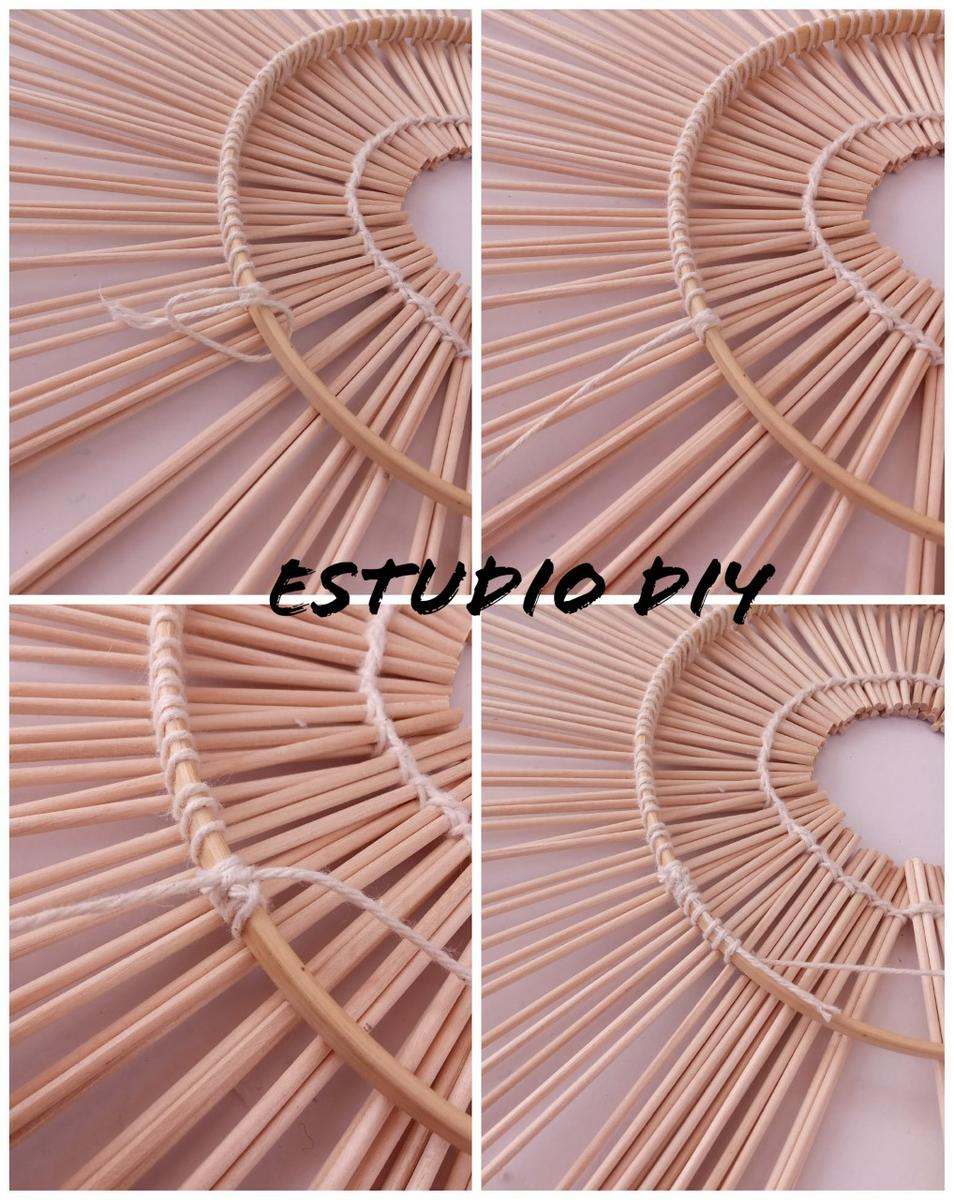 diy rueda con palitos de madera y rafia
