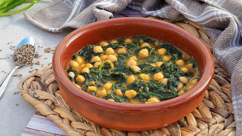 garbanzos con espinacas de bote