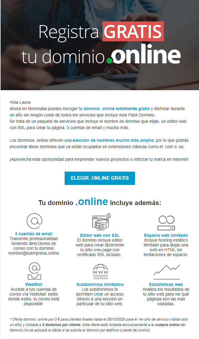 Dominios gratis Nominalia