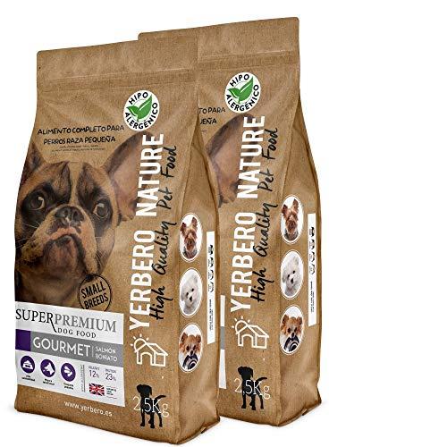 YERBERO Nature 2 uds de Gourmet salmón/boniato de 2,5 kg c/u para Perros de Razas Mini