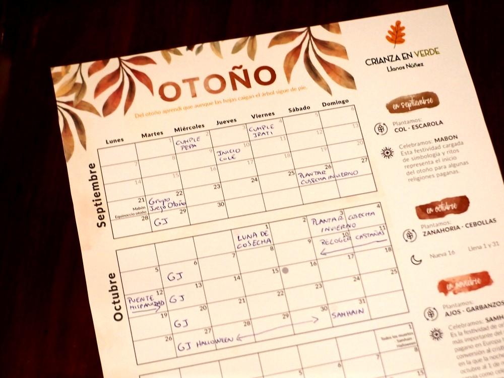 Foto de calendario o planner del otoño