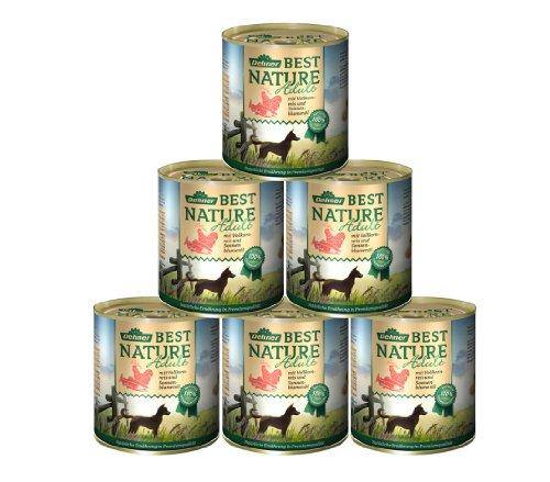 Comida para Perros Dehner Best Nature para Adultos, salmón y Aves de Corral con arroz, 6 x 800 g (4,8 kg)