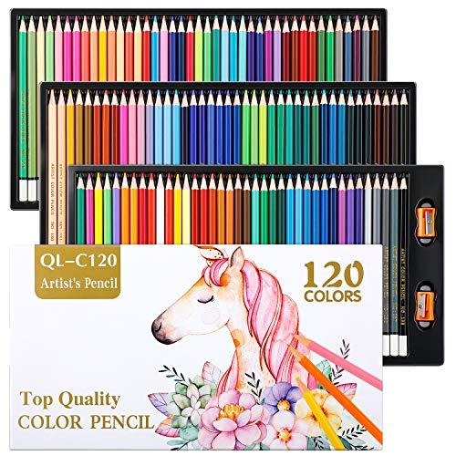 Lápices de Colores Profesionales, Set de 120 Colores Lápices para Colorear y Dibujar Lápices de Colores para Dibujo, Ideal para Artistas, Adultos y Niños