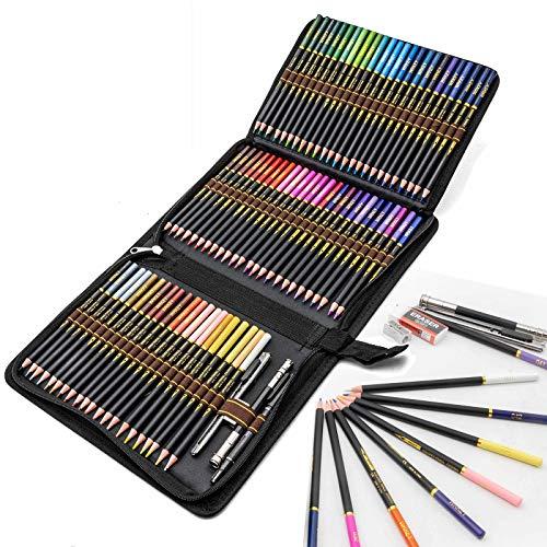 Lápices de Colores profesionales para adultos y niños, Juego de 72 Lapices Colores con colores vibrantes, incluye lápices para colorear, sacapuntas y estuche lapices