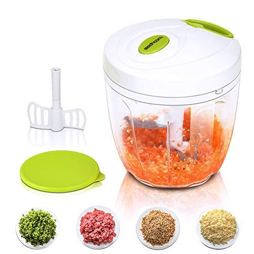 Sedhoom Cortador de Verduras Picadora de Verduras Manual,5 Cuchillas de Acero Inoxidable,1000ml,Picadora de Alimentos para Picar Verduras,Carne,Hierbas,Cebolla,Ajo,Ensalada