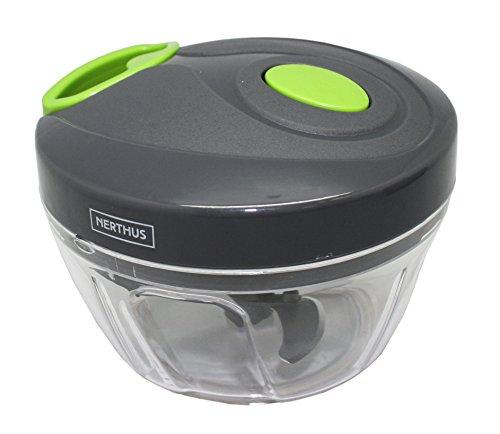 NERTHUS FIH 326 - Picadora de verdura, Cortador de Verduras Mini Picadora Manual de Verduras, Frutas, Zanahorias, Cebollas, Carne e incluye un Mezclador, Picadora de Alimentos con Cuerda