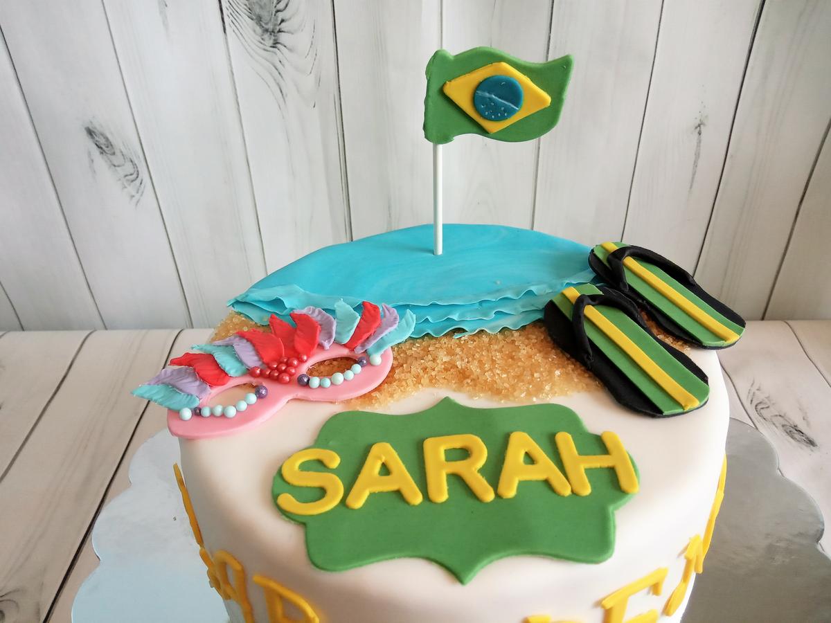 Detalle tarta brasil de fondant