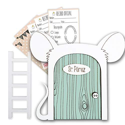 Puerta Ratoncito Pérez verde con escalerita y recibos