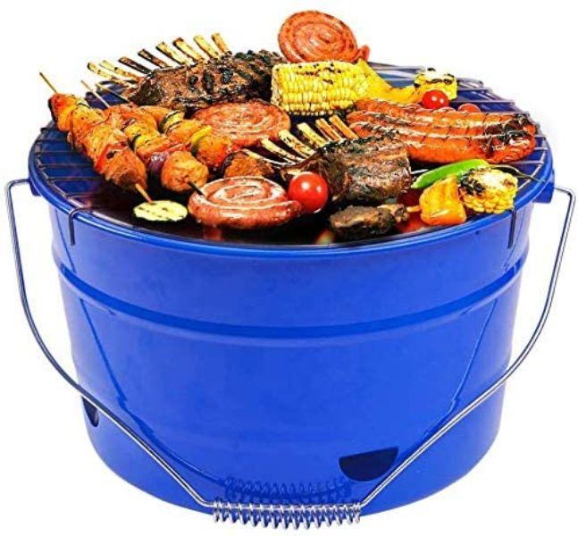 Barbacoa portátil con forma de cubo/barril