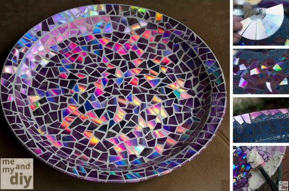 Bandeja con cds. Vía MeAndMyDiy.