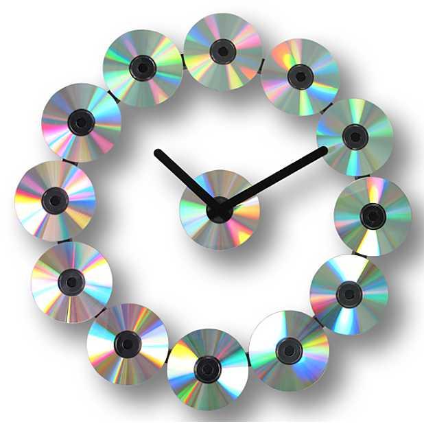 Reloj con cds. Vía Curiosite.