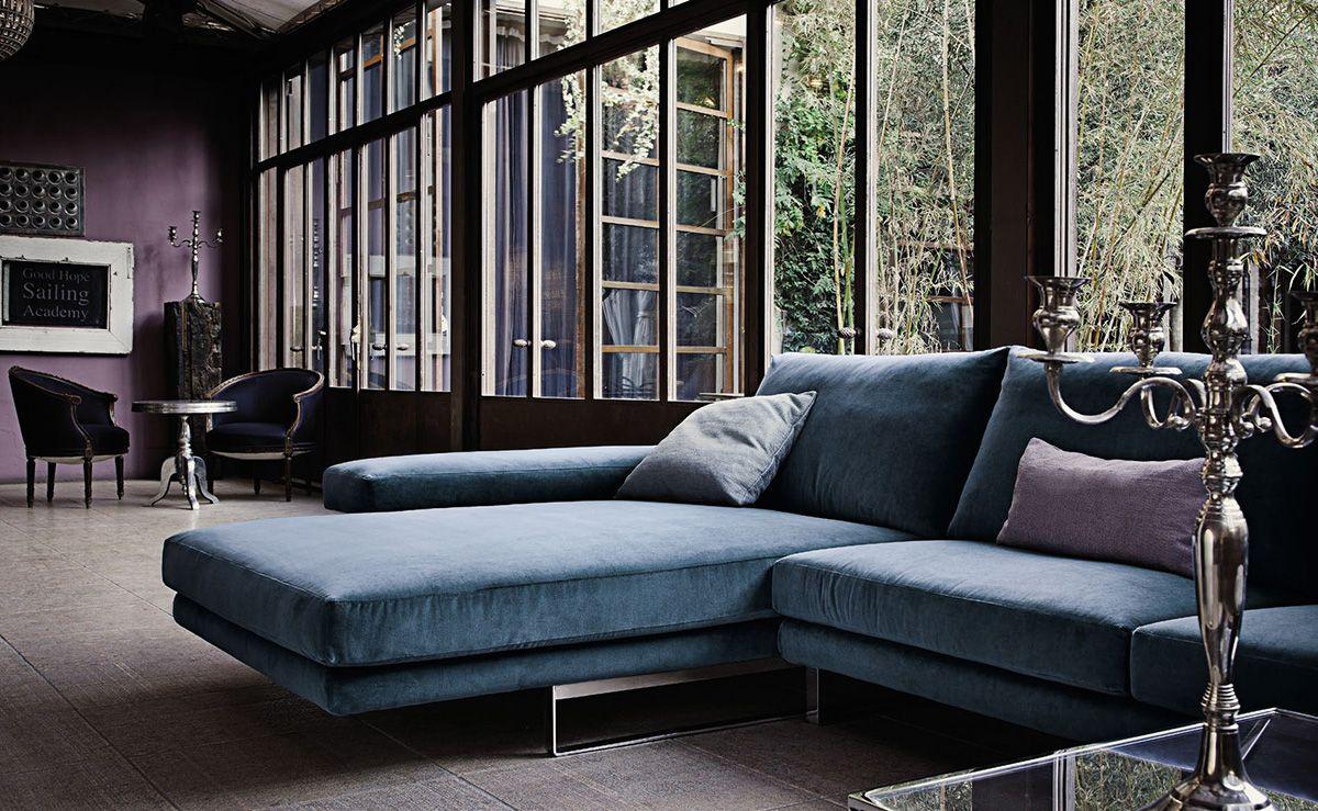 sofa chaise longe azul