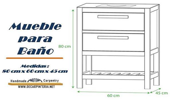 Mueble para baño con sus medidas