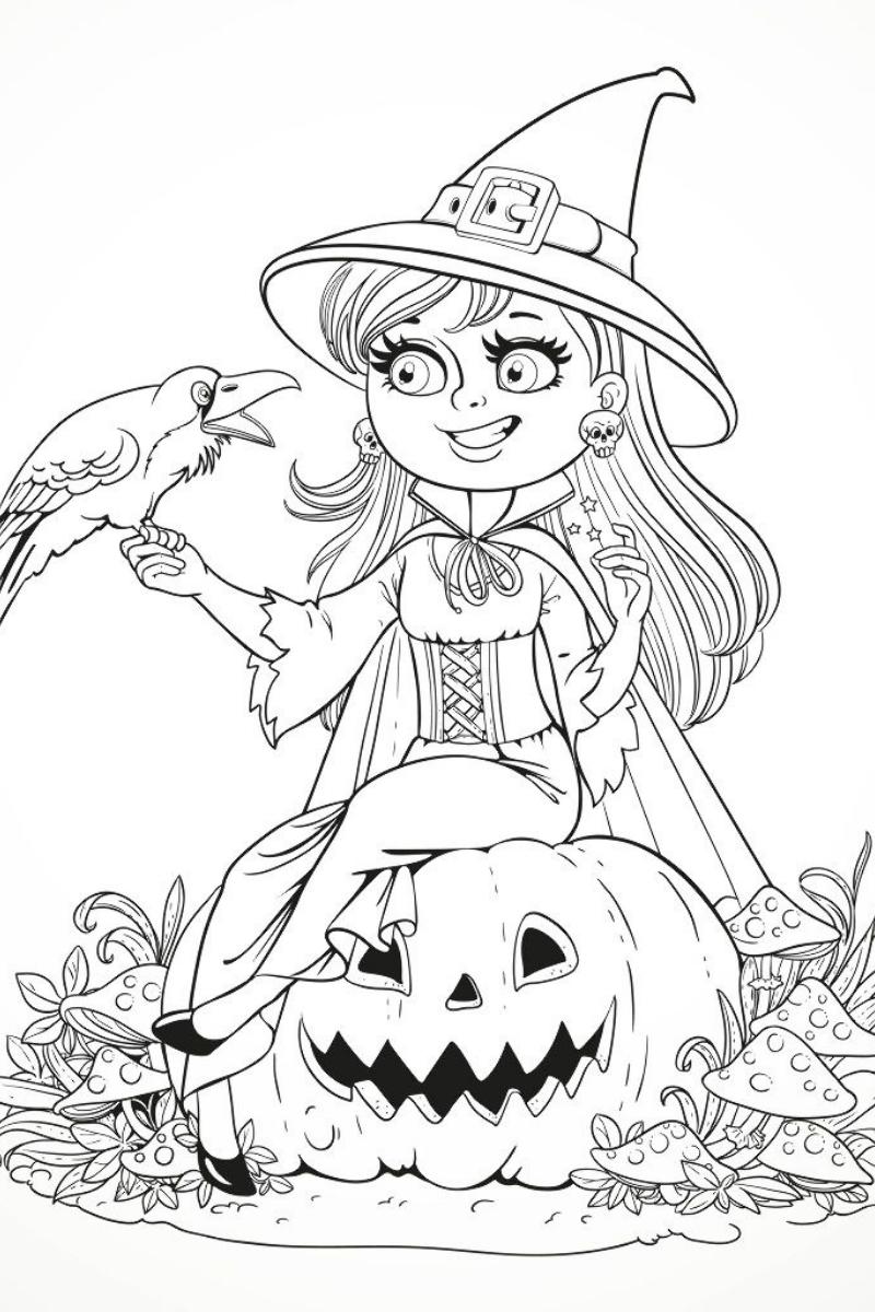 dibujo de bruja para colorear