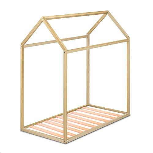 HOGAR24 ES Cama Infantil Tipo Montessori, Casita Madera Maciza Natural Medidas; 90 x 190 cm