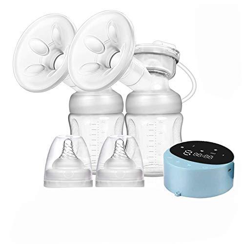 Extractor de leche eléctrico doble, Sacaleches doble Eléctrico Recargable Portátil, 4 modos 10 niveles lactancia Saca leche LED pantalla BPA Free Succión de Leche Materna y Masaje de Senos