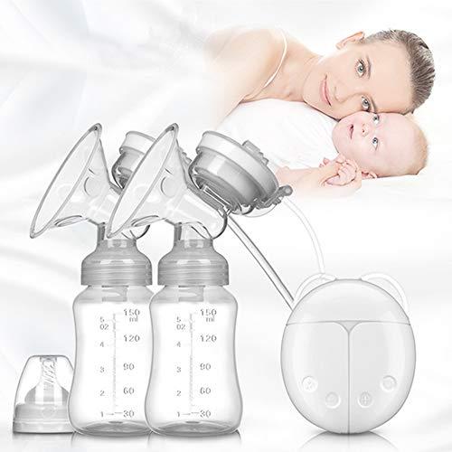 Sacaleches Eléctrico Doble o Manual, Efectivamente Extractor de Leche Materna Electrico Carga USB Portátil y Recolector de Leche con 2 Modos 8 Niveles, sin BPA