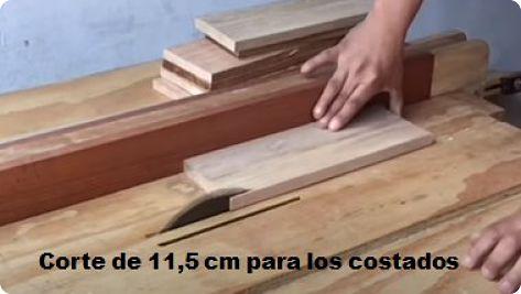 cortes de 11,5 de los costados del cajón