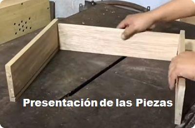 Presentación de las piezas de la gaveta