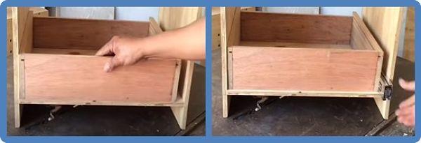 Presentación del cajón tomando encuentra el espesor de las correderas telescópicas