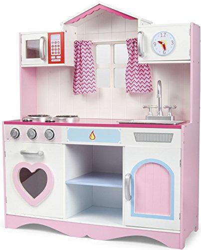 Leomark Cocina PINK PLAY Madera Infantil de Juguete - COLOR ROSA - Accesorios, Para Niños, Efectos de luz y sonido, Dim: 82x30x101(altura) cm