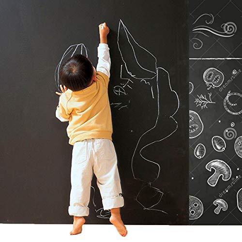Cusfull 1 Pcs Pizarra Negra Tiza Autoadhesiva Pegatina de Pared Frigorífico para Niños Calendario Planificador en Casa Oficina Papel de Pizzara Despegable Infantil 90cm*200cm