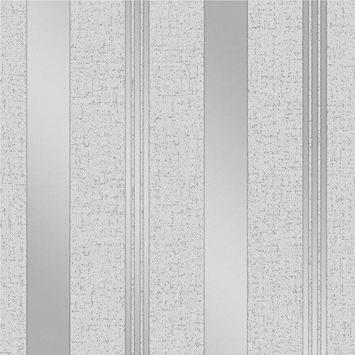 Fine Décor FD41967 - Papel pintado para pared, diseño de rayas, color plateado